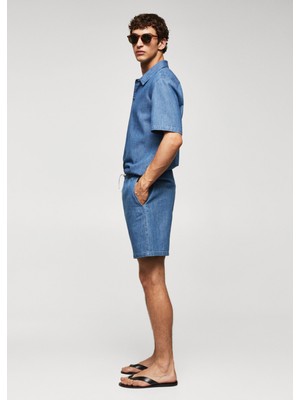 Mango Man Chambray Bermuda Şort