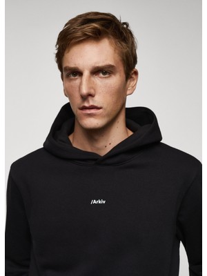 Mango Man Pamuklu Kapüşonlu Sweatshirt Metni