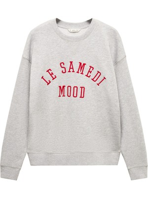 Mango İşlemeli Mesajlı Sweatshirt