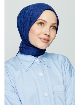 Valor Scarf Koyu Kot Mavi Bloom Desen Şal