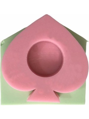 Simo Maça Kalp Kalıp Sabun Kokulu Taş Mum Epoksi Kalıbı