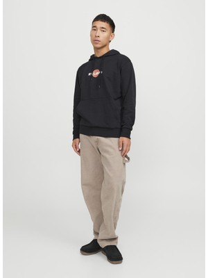 Jack & Jones Kapüşon Yaka Siyah Erkek Sweatshırt 12224001