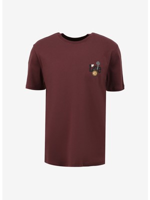 Lee Bisiklet Yaka Bordo Erkek T-Shirt L241582810 Bisiklet Yaka T-Shirt