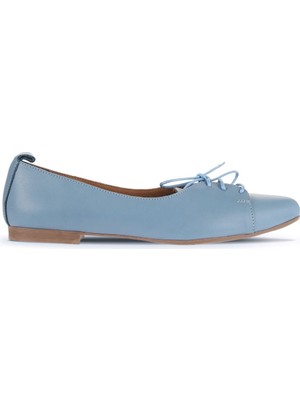 Bueno Shoes Kadın Mavi Açık Deri Loafer 01WR3114 Düz Tabanlı Rahat Kullanım İçin
