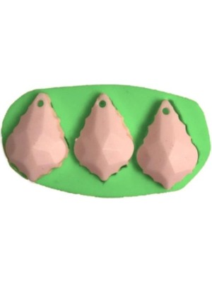 Simo Elmas Taş Görünümlü Silikon Takı Mücevher Kalıp Sabun Kokulu Taş Mum Epoksi Kalıbı 3 Delikli  2 cm