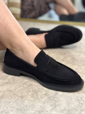 Nstil Nstilgünlük Kadın Düz Loafer Klasik Desenli Taban Zincirli Oval Burunlu Makosen Sade Şık Ayakkabı 130