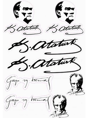 Monero Atatürk Imza ve Silüet Sticker A4 Ebat