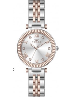 Ferro FL41319A-E Quartz Çelik Rose Gold/gri 34 mm Kadın Kol Saati