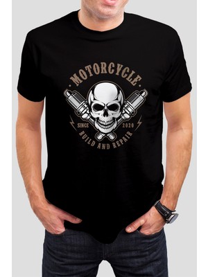 T-35 Motorcylcle Kuru Kafa Siyah Unisex Tişört C324