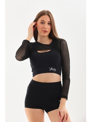 Lacis Yüksek Bel Toparlayıcı Şort Halter Kesim Crop Ve Tül Bolero 3 Iü Set