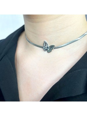 Mila Takı Italyan Kelebek Choker Çelik Kolye