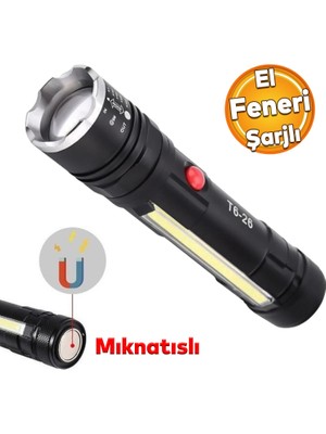 Badem10 El Feneri Şarjlı P50 LED Işıldak Kamp Lambası Gece Uzun Menzil Aydınlatma 3800 Lümen Beyaz Işık