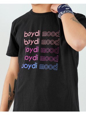 Boydimood Obsesi̇F Renkli Boydi̇Mood Baskili Oversi̇Ze Si̇Yah Ti̇Şört