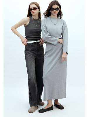 Manuka Pamuklu Kalem Etek Grı-Melanj