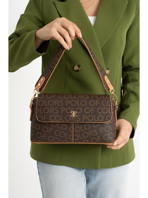 Impolo Sttil Kahvekamelempirmebaskı Kadın Omuz ve Kol Çantası 17X28 Ebatında