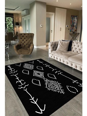 Napoli Home Dijital Baskılı Kaymaz Taban Yıkanabilir Iskandinav Yolluk Salon Halısı, N-Iskandinav-26-Antrasit,