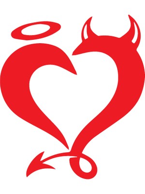 Reysa Tasarım Kalp Şeytan Melek Kırmızı 17X17 cm