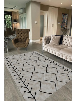Napoli Home Dijital Baskılı Kaymaz Taban Yıkanabilir Iskandinav Yolluk Salon Halısı, N-Iskandinav-06-Vizon,