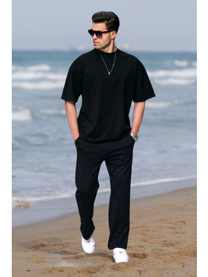 Yakamel Erkek Kısa Kollu Bol Kesim Pijama Takımı