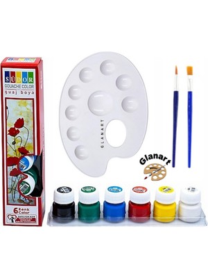 Glanart Sentetik Ipek Fırçalı 6 Renk Guaj Boya Seti 6X20 ml