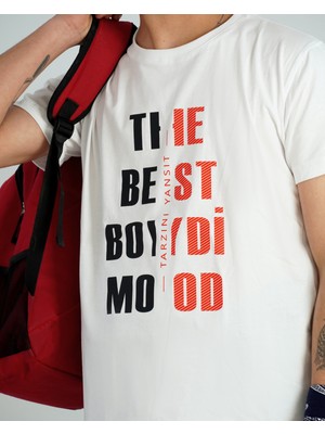 Boydimood Kirmizi The Best Boydi̇Mood Baskili Oversi̇Ze Beyaz Ti̇Şört