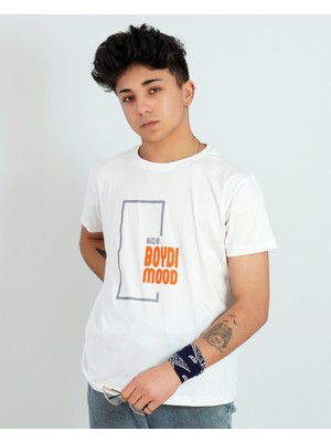 Boydimood The Boydimood Baskılı Oversize Beyaz Tişört