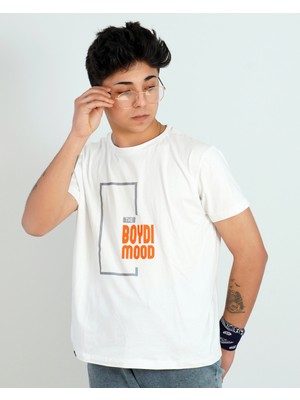 Boydimood The Boydimood Baskılı Oversize Beyaz Tişört