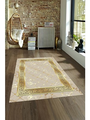 Napoli Home Dijital Baskılı Kaymaz Taban Yıkanabilir Mermer Yolluk Mutfak Salon Halısı, N-Mermer-18-Vizon,