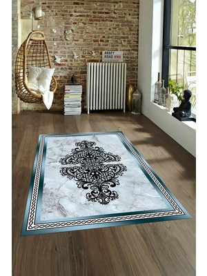 Napoli Home Dijital Baskılı Kaymaz Taban Yıkanabilir Mermer Yolluk Mutfak Salon Halısı, N-Mermer-09-Mavi,