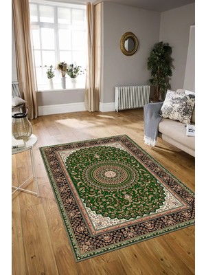 Napoli Home Dijital Baskılı Kaymaz Taban Yıkanabilir Klasik Yolluk Mutfak Salon Halısı, N-Klasik-21-Yeşil,