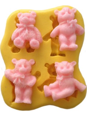Simo Silikon Sevimli Ayıcıklar Sabun ve Kokulu Taş Kalıbı 4’lü