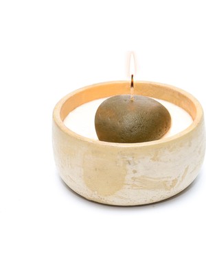 Missi Seramik Çanak Içi Kahverengi Doğal Taş Dekorlu Dark Amber Kokulu Vegan Mum