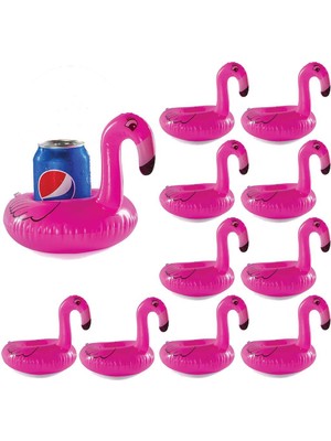 Nettenevime 10 Lu Set Pembe Flamingo Şişme Bardak Simidi Içecek Tutacağı