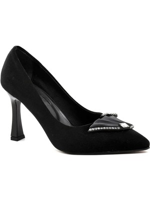 New Angel 872 Kadın Kadife Taşlı Stiletto