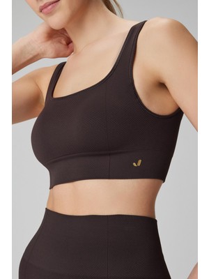 Jerf Holly Kadın Petek Desenli Kaplı Bra Acı Kahve Nefes Alabilir Kumaş ile Konforlu Destek