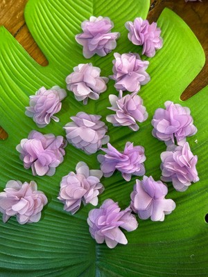 Gönülden Tasarım 5x5 cm 15 Adet Lila Tül Çiçek Dikiş Giyim Aksesuarı