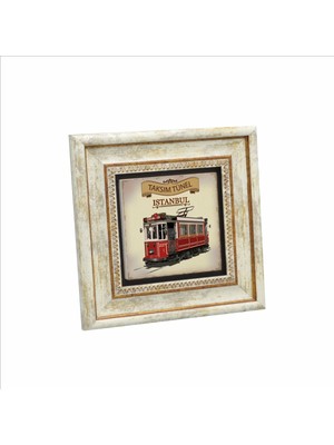 Sadrazam Çok Renkli Nostaljik Tramvay Baskılı Doğaltaş Tablo 20CMX20CM KRT-049