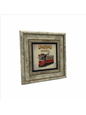 Sadrazam Çok Renkli Nostaljik Tramvay Baskılı Doğaltaş Tablo 20CMX20CM KRT-049