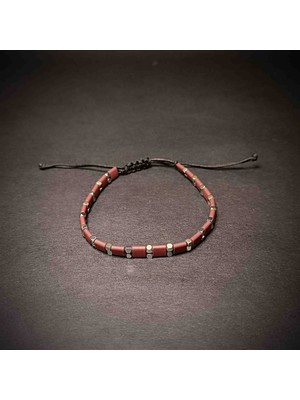 Doğal Taş Bileklik Kolye Hematit Makrome Örgü Doğal Taş Bileklik -4