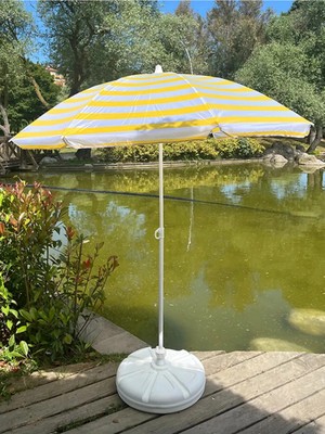 Viatom Sarı Plaj Şemsiyesi 200 cm 10 Telli Şemsiye- Şemsiye Kazığı