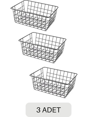 Armarks Siyah 3 Adet Tel Sepet, Masaüstü Organizer, Organizer Sepet, Düzenleyici Organizer, Dolap Içi Organ