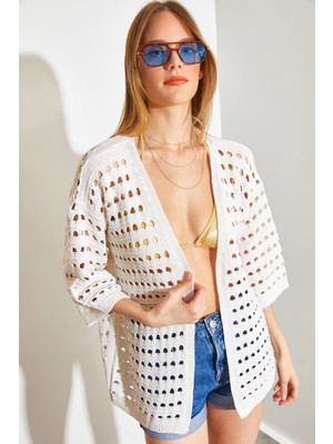 Shade Desenli Ajurlu Triko Hırka