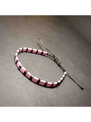 Doğal Taş Bileklik Kolye Hematit Makrome Örgü Doğal Taş Bileklik -7