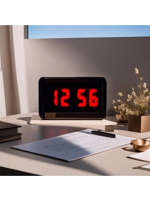 Sanec Çift Taraflı Dijital LED Duvar ve Masa Saati ve Derece - Kırmızı (Kasa Ölçüleri: 7X17 Cm)