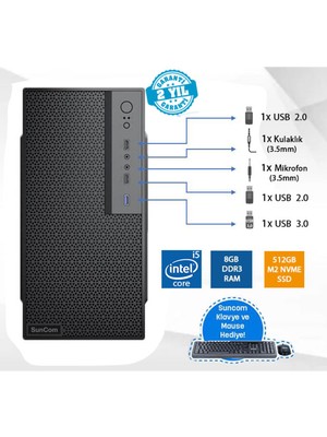 Suncom Force SC3-142 I5-3470 8gb 512SSD Freedos Masaüstü Bilgisayar