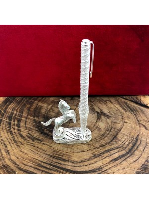 Midyat Nurtaş Gümüş At Figürlü 925 Ayar Gümüş El Işi Telkari Masaüstü Kalemlik