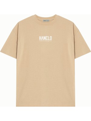 Hanclo Ünisex Hanclo Baskılı Avrupa Kalıp/oversize Fit Kesim Bisiklet Yaka Kısa Kollu T-Shirt