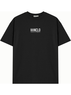 Hanclo Ünisex Hanclo Baskılı Avrupa Kalıp/oversize Fit Kesim Bisiklet Yaka Kısa Kollu T-Shirt