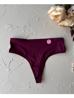 Intive Lingerie Ice-Silk Bordo Ithal Yüksek Bel Üstün Kalite Tanga