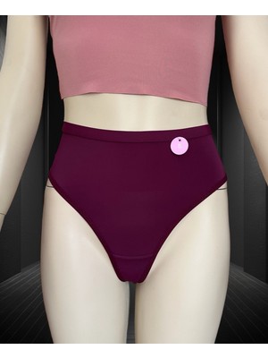 Intive Lingerie Ice-Silk Bordo Ithal Yüksek Bel Üstün Kalite Tanga